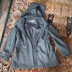 Kenneth Cole New York winter jacket - 100% wool, fully lined, hooded size 12